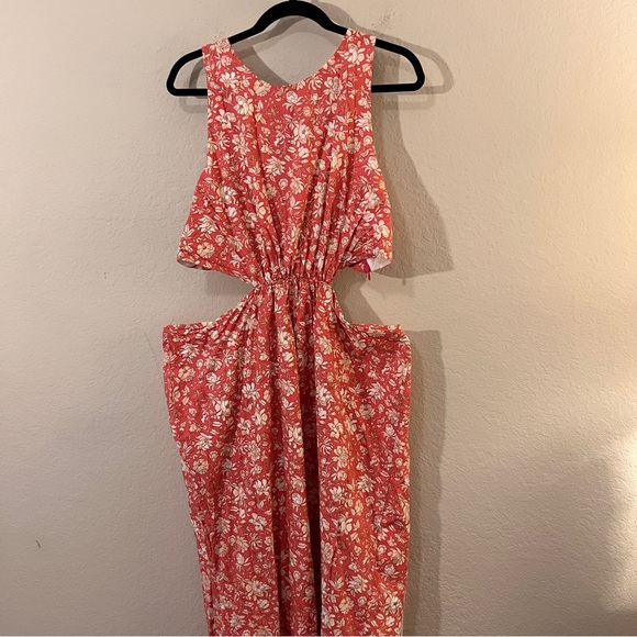 J.Crew Twist-Back Midi Dress Pink Floral Cutout Open Back Slit Size 18 - Picture 3 of 12